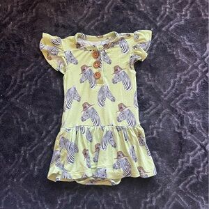 Posh Peanut Bamboo Zebra Twirl Bodysuit Dress Sz 3-6M